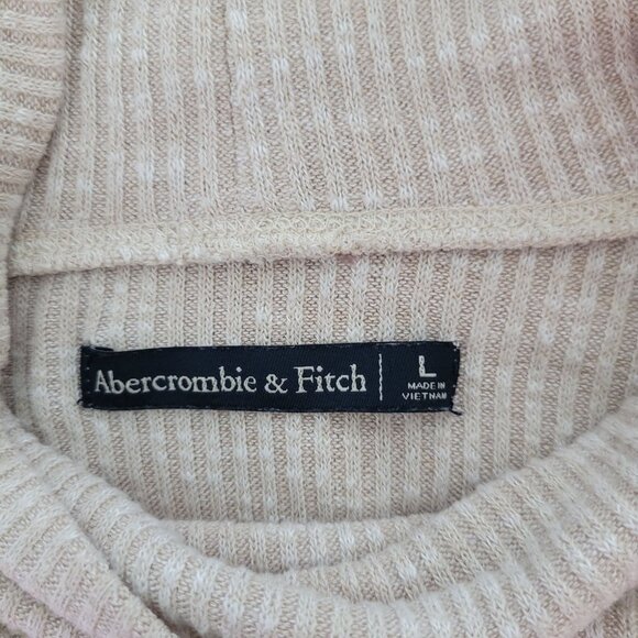 Abercrombie & Fitch A&F Slim Ribbed Turtleneck Sweater Top Womens Size L Beige - Picture 3 of 6